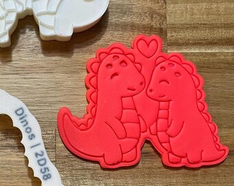 Dino Cookie Cutter with Optional Stamp - Dough, Icing, Fondant, Play-Doh - 2D58