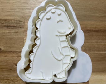 Dino Cookie Cutter with Optional Stamp - Dough, Icing, Fondant, Play-Doh - 6DDC