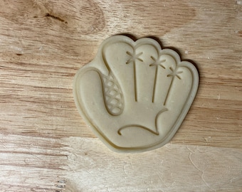 Baseball Glove Cookie Cutter with Optional Stamp - Dough, Icing, Fondant, Play-Doh - 3FE7