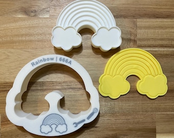 Rainbow Cookie Cutter with Optional Stamp - Dough, Icing, Fondant, Play-Doh - 666A