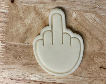 Middle Finger Cookie Cutter with Optional Stamp - Dough, Icing, Fondant, Play-Doh - 7H49
