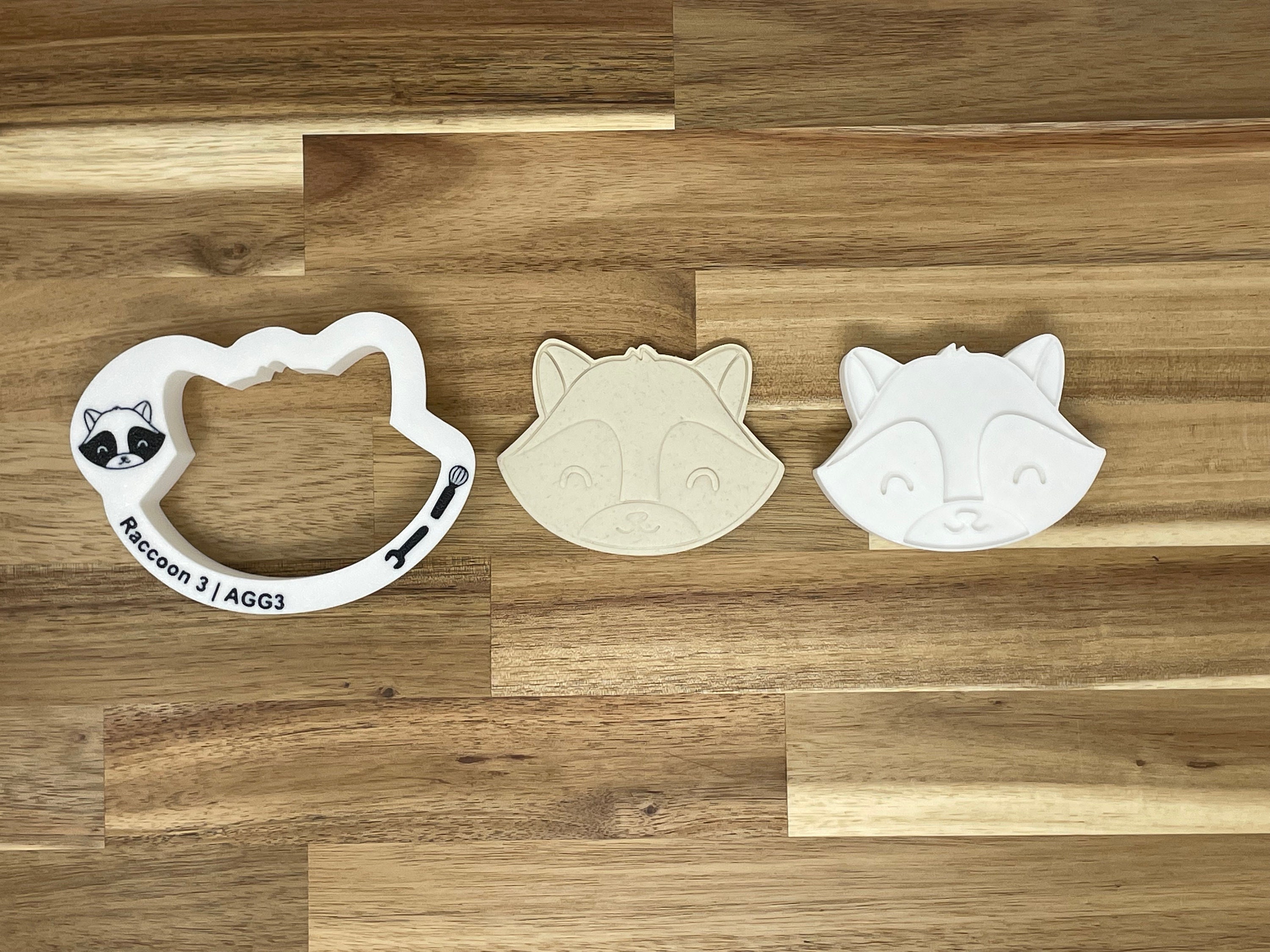 Raccoon #3 Cookie Cutter with Optional Stamp - Dough, Icing, Fondant, Play-Doh - AGG3