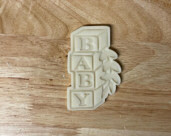 Baby Letter Blocks Cookie Cutter with Optional Embossing Stamp - Dough, Icing, Clay, Fondant, Play-Doh - DEB3