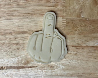 Middle Finger Cookie Cutter with Optional Stamp - Dough, Icing, Fondant, Play-Doh - 7BG2