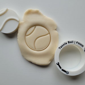 Tennis Ball Cookie Cutter with Optional Stamp - Dough, Icing, Fondant, Play-Doh - FHHH