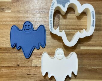 Friendly Ghost Cookie Cutter with Optional Stamp - Dough, Icing, Fondant, Play-Doh - 634D