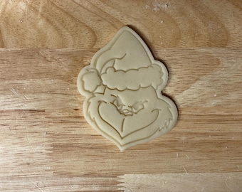 Grinch Cookie Cutter with Optional Stamp - Dough, Icing, Fondant, Play-Doh - H669