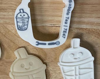 Bubble Tea Dumpling Cookie Cutter with Optional Stamp - Dough, Icing, Fondant, Play-Doh - 7E47