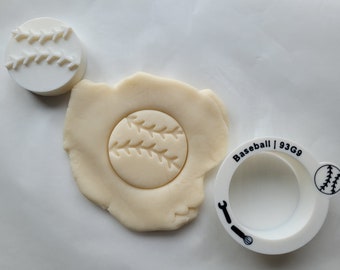 Baseball Cookie Cutter with Optional Stamp - Dough, Icing, Fondant, Play-Doh - 93G9