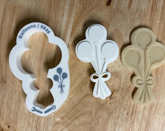 3 Balloons Cookie Cutter with Optional Stamp - Dough, Icing, Fondant, Play-Doh 9846