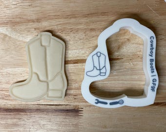 Cowboy boots Cookie Cutter with Optional Stamp - Dough, Icing, Fondant, Play-Doh - GF9F