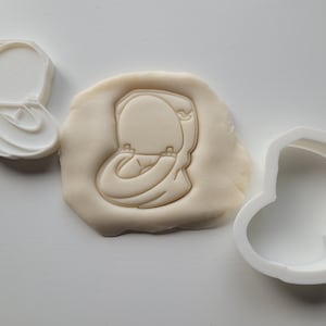 Toilet Cookie Cutter with Optional Stamp - Dough, Icing, Fondant, Play-Doh - 3BGD