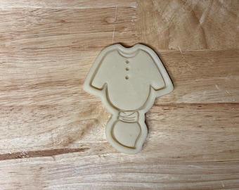 Baby Onesie Cookie Cutter with Optional Stamp - Dough, Icing, Fondant, Play-Doh - D7D9