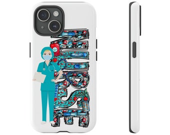 Apple iPhone 15 Phone Case Durable and Strong Telephone protector. Modern design in vibrant color. Ask about other phone modelsNURSE (A)