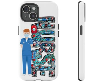Apple iPhone 15 Phone Case Durable and Strong Telephone protector. Modern design in vibrant color. Ask about other phone modelsNURSE (H)