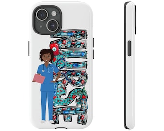Apple iPhone 15 Phone Case Durable and Strong Telephone protector. Modern design in vibrant color. Ask about other phone models NURSE (G)