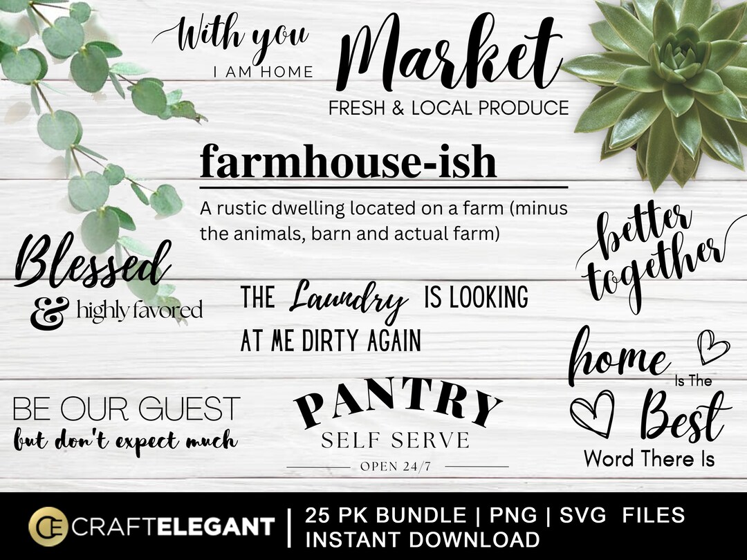 25PK Family Quote Svg Bundle, Family Sign Svg, Farmhouse Quote Svg ...