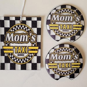Mom&#39;s Taxi Service Car Coasters & Charm