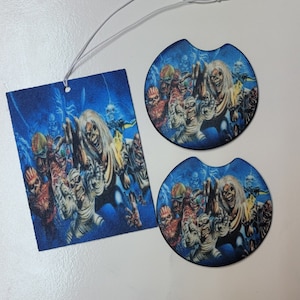 Iron Maiden Eddie Car Coasters & Charm