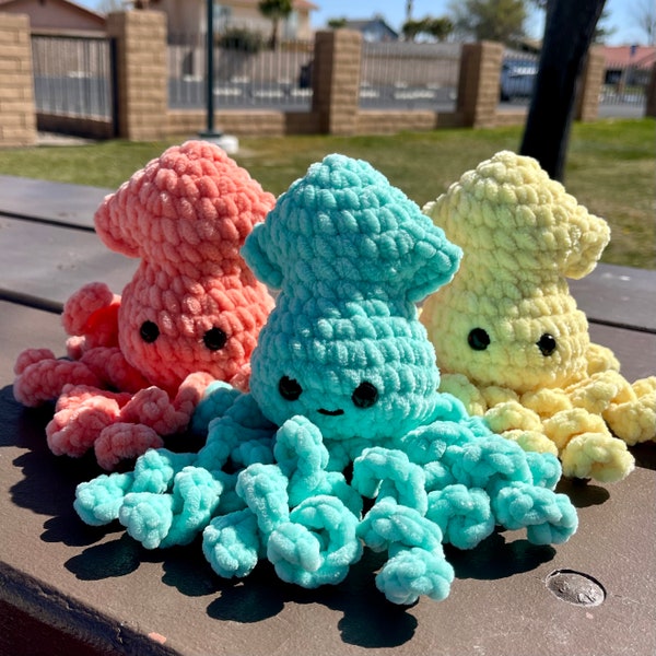 Baby Squid , Squid Plushie , Squid Amigurumi , Ready to Ship Crochet Plushie