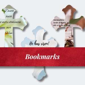 Inspirational Bookmarks | 6 Beautiful Design Bundle | Instant Download Jesus on Cross | Resurrection Stickers PDF 4x6 inch EBM-004-5