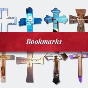 Inspirational Bookmarks | 8 Design Bundle | Instant Download Jesus on Cross | Resurrection Stickers PDF 3.5/4x5.5/6 inch EBM-007
