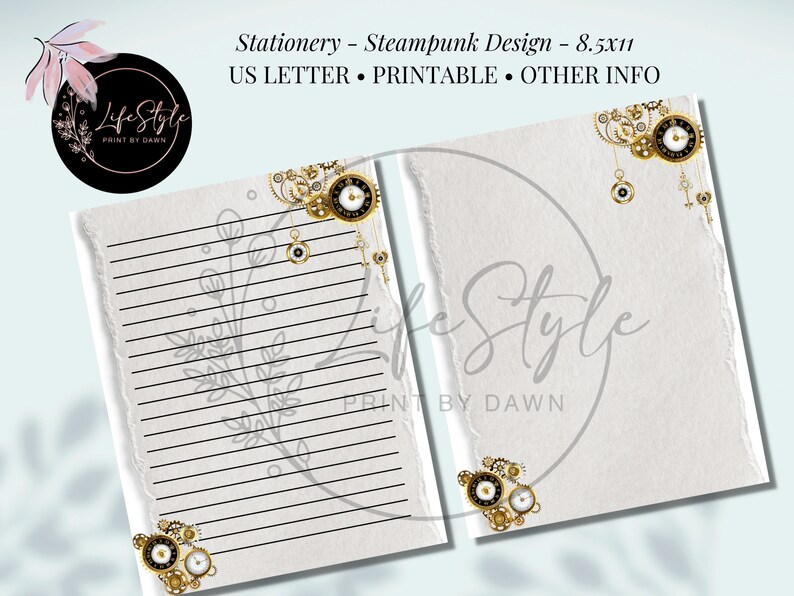 Steampunk Stationery Design Downloadable Printable Watch Gears Design ...