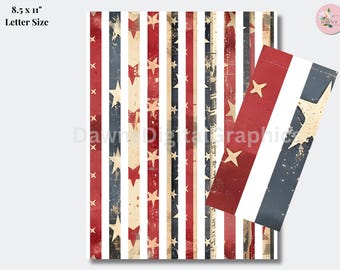 Patriotic DIY Jewelry Paper Beads Template | Instant Download Printable | Red White Blue Designs | Style 5 PDF (1/2" beads) PPB2-005a