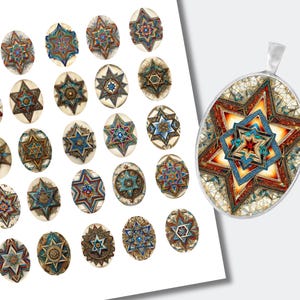 Beautiful Star of David Cabochon | Jewish Star of David Downloadable Printable Cabs | Happy Hanukkah Images | (30x40mm) CABS-1062