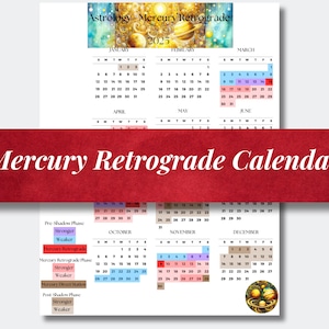 Digital 2025 Mercury Retrograde Calendar | Yearly Calendar | Color Key Schedule | Downloadable Printable Planner PDF | (8.5x11) CPMR-001