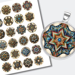 Beautiful Star of David Cabochon | Jewish Star of David Downloadable Printable Cabs | Happy Hanukkah Images | (1.2 inch (30mm) CABS-1060