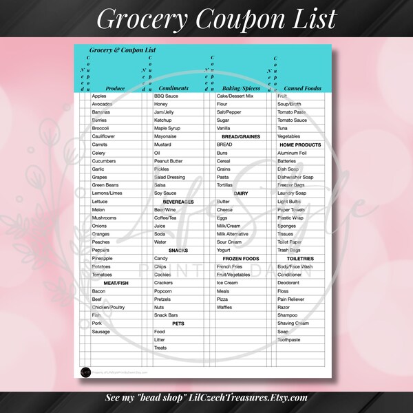 Printable Grocery Coupon Etsy Printable Grocery Coupon Etsy