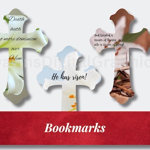 Inspirational Cross Bookmarks | Bible Verse Bookmark | Resurrection Stickers PDF 4x6 inch EBM-004-5