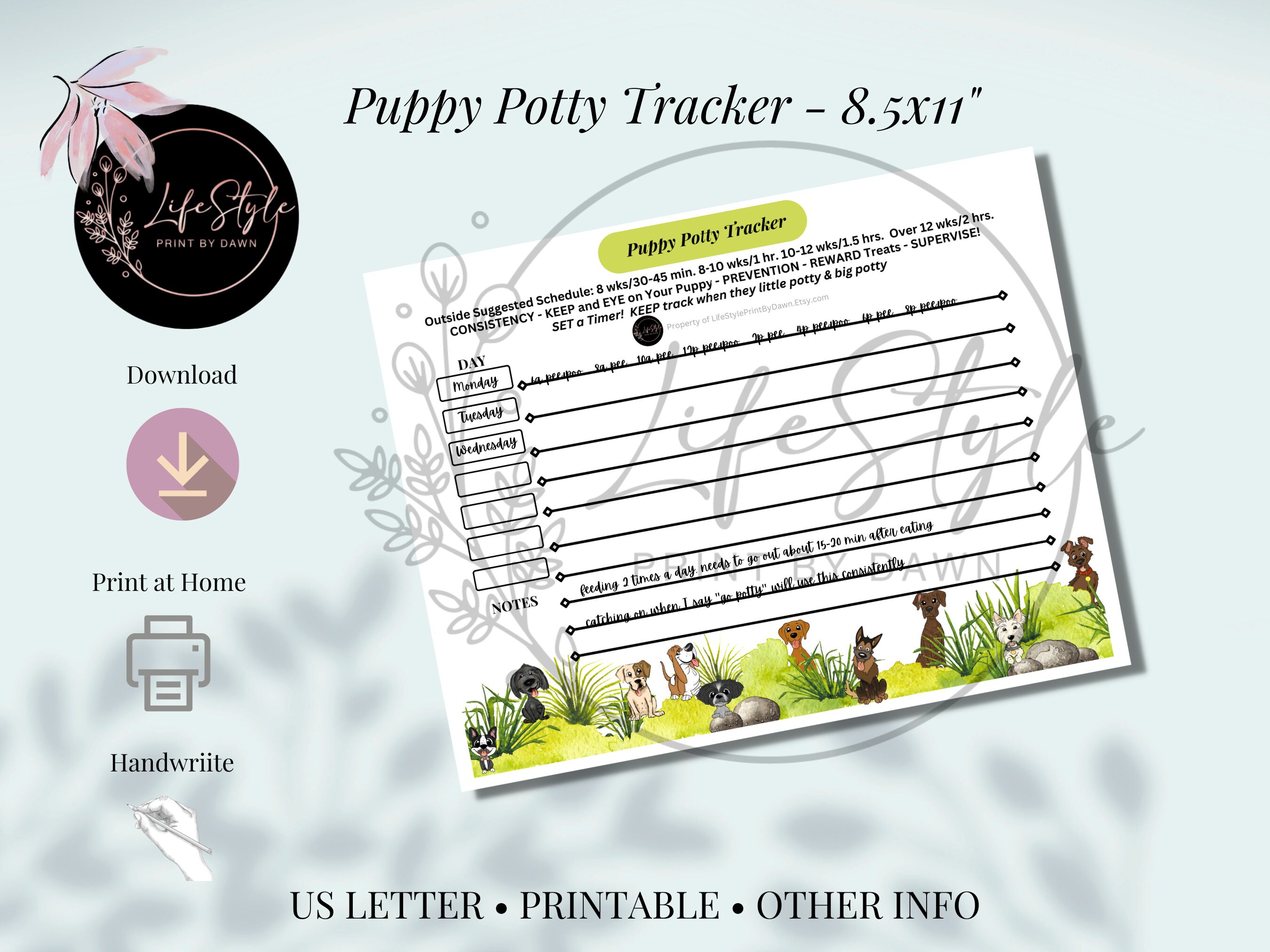 Digital Puppy Potty Training Tracker Download Printable Potty Training ...