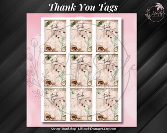 Vintage Style Printable Thank You Tags | Instant Download PDF | DIY Thank You Cards - Rustic Tag Designs | Style 3 (2x3.5" Tag) TAGS-002