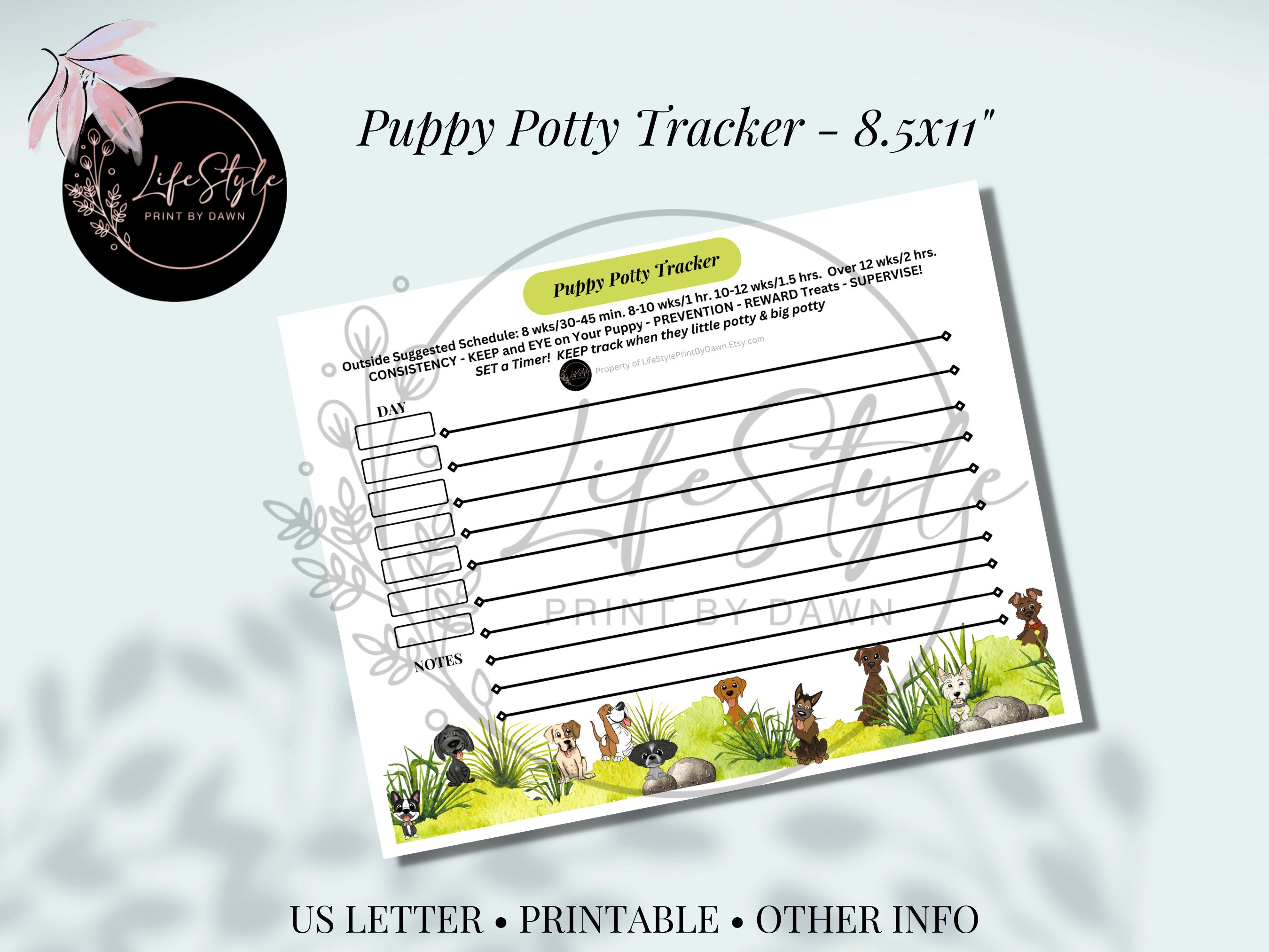Digital Puppy Potty Training Tracker Download Printable Potty Training ...