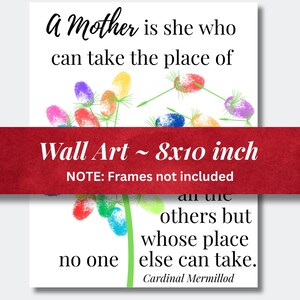 Colorful Mothers Art | Mothers Quote | Instant PDF Download | Dandelion Fingerprint Picture | 8x10 inch AWM-002