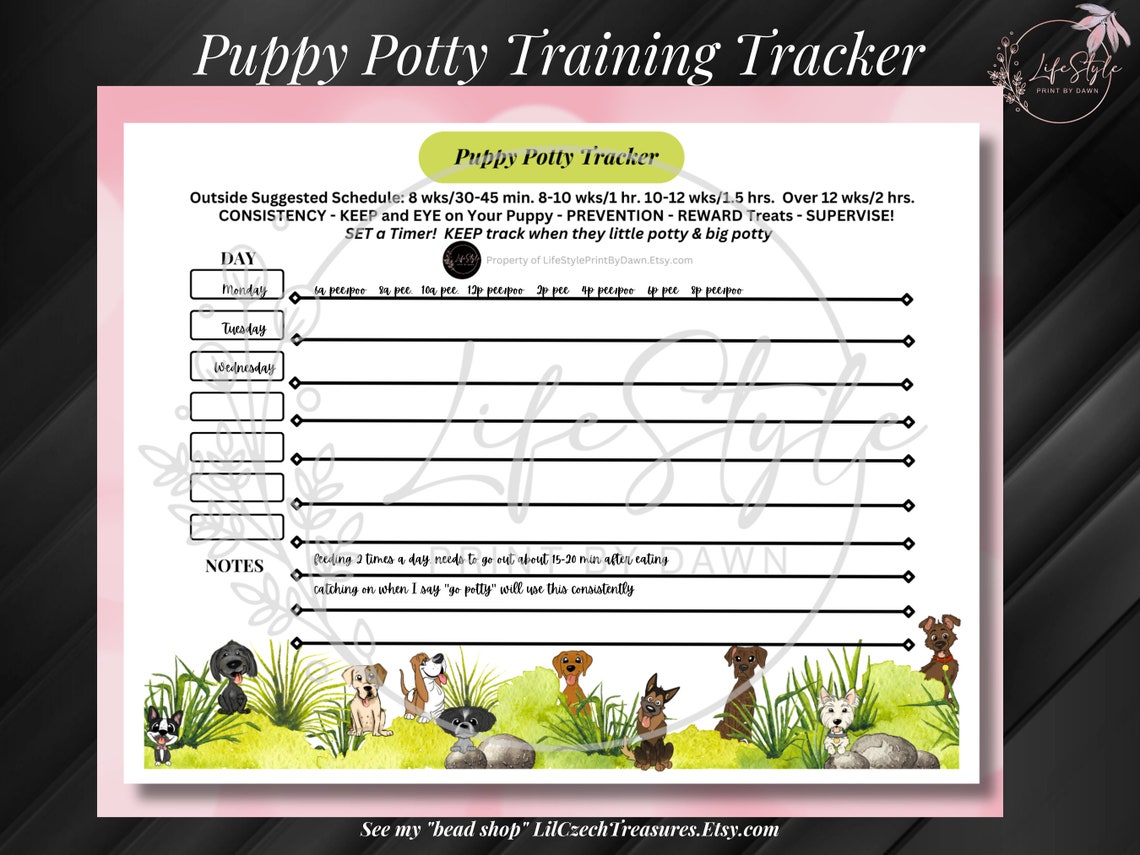 Digital Puppy Potty Training Tracker Download Printable Potty Training ...