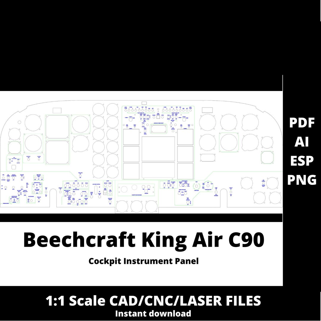 Beechcraft King Air C90 Cockpit Instrument Panel Simulator Digital File