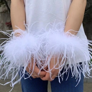 Snap On Ostrich Feather Cuffs