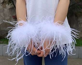 Snap On Ostrich Feather Cuffs