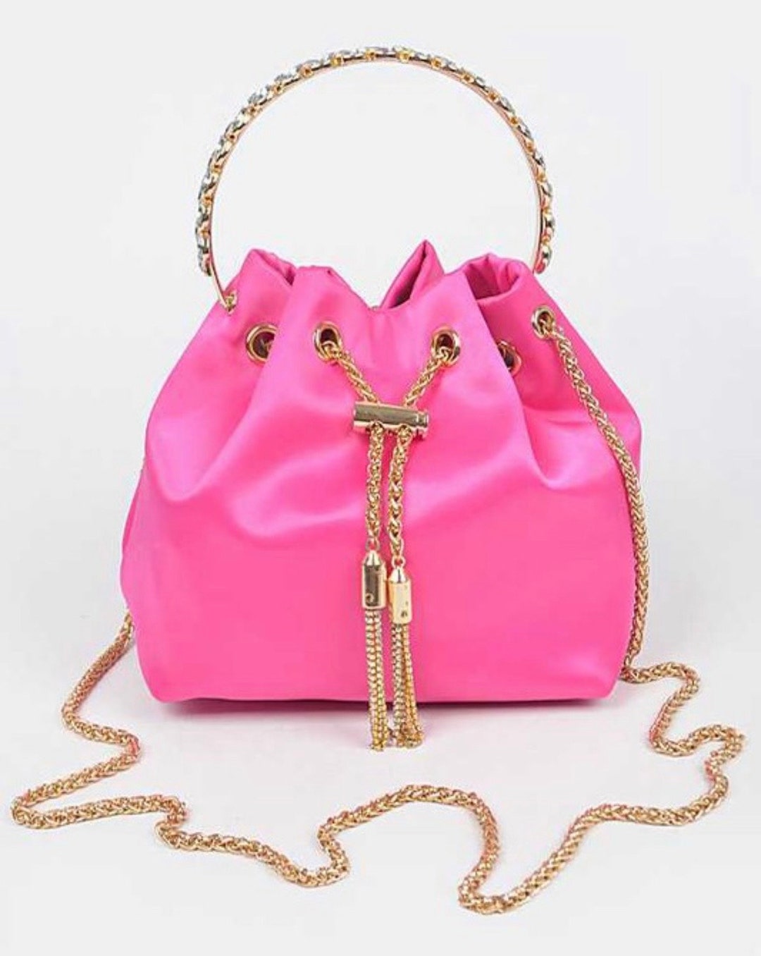 Satin Top Handle Bucket Bag Etsy