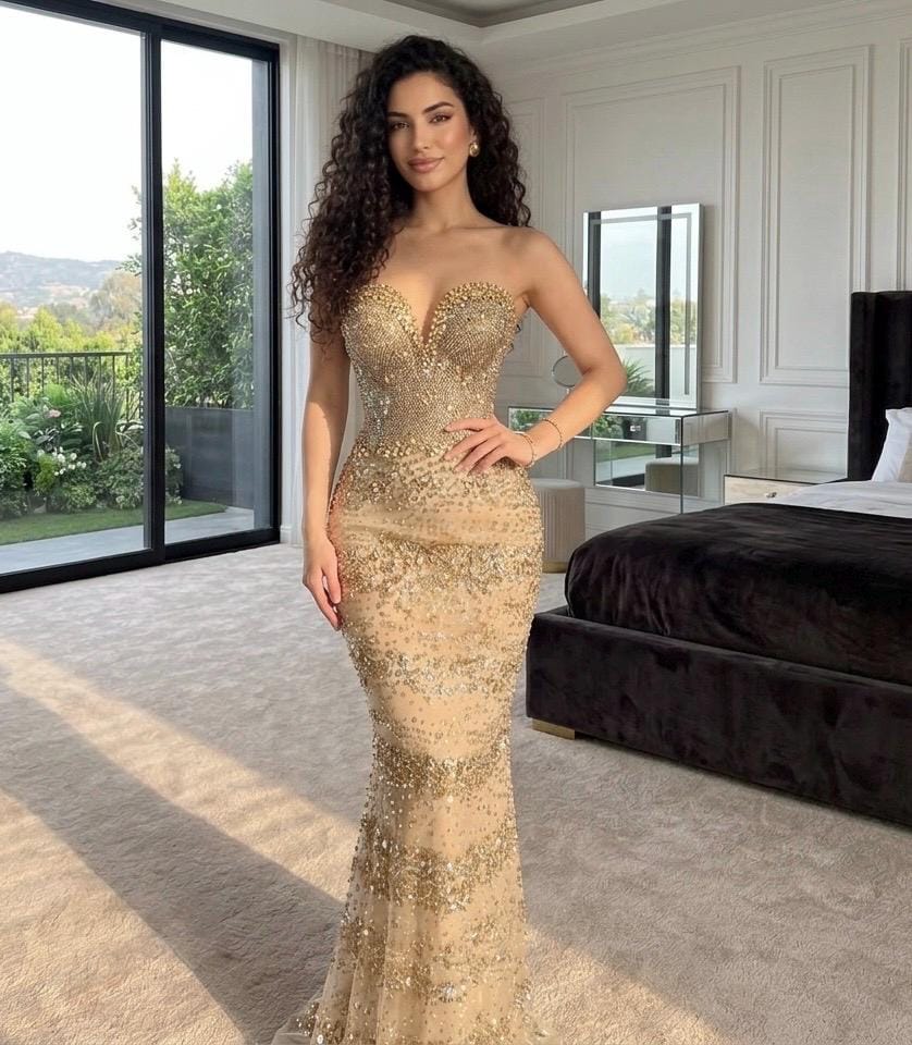 Gold Strapless Gown