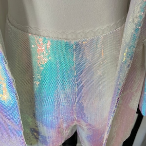 Silver Rainbow Sequin Blazer and Short Set image 7