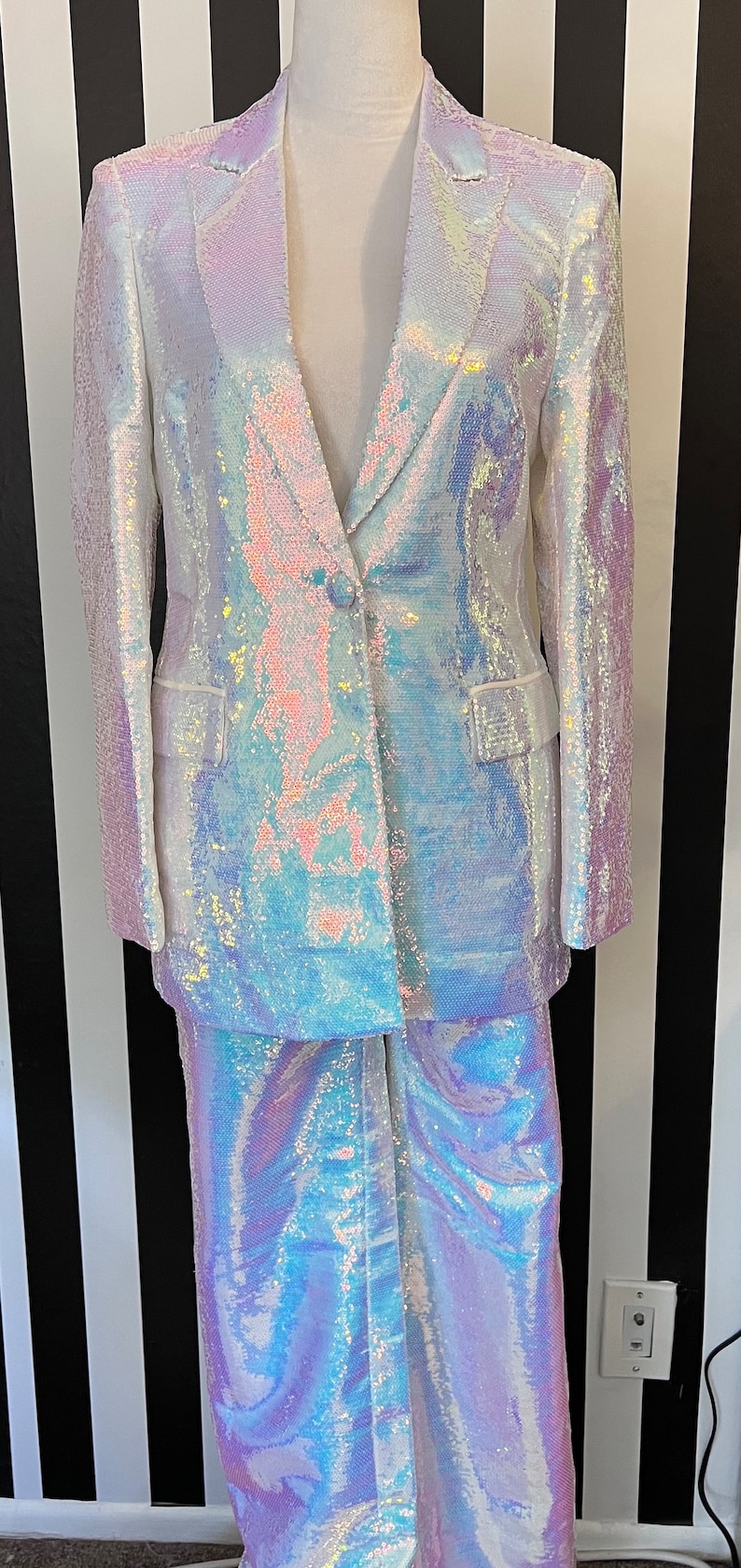 Colorful Sequin Blazer Pants Set