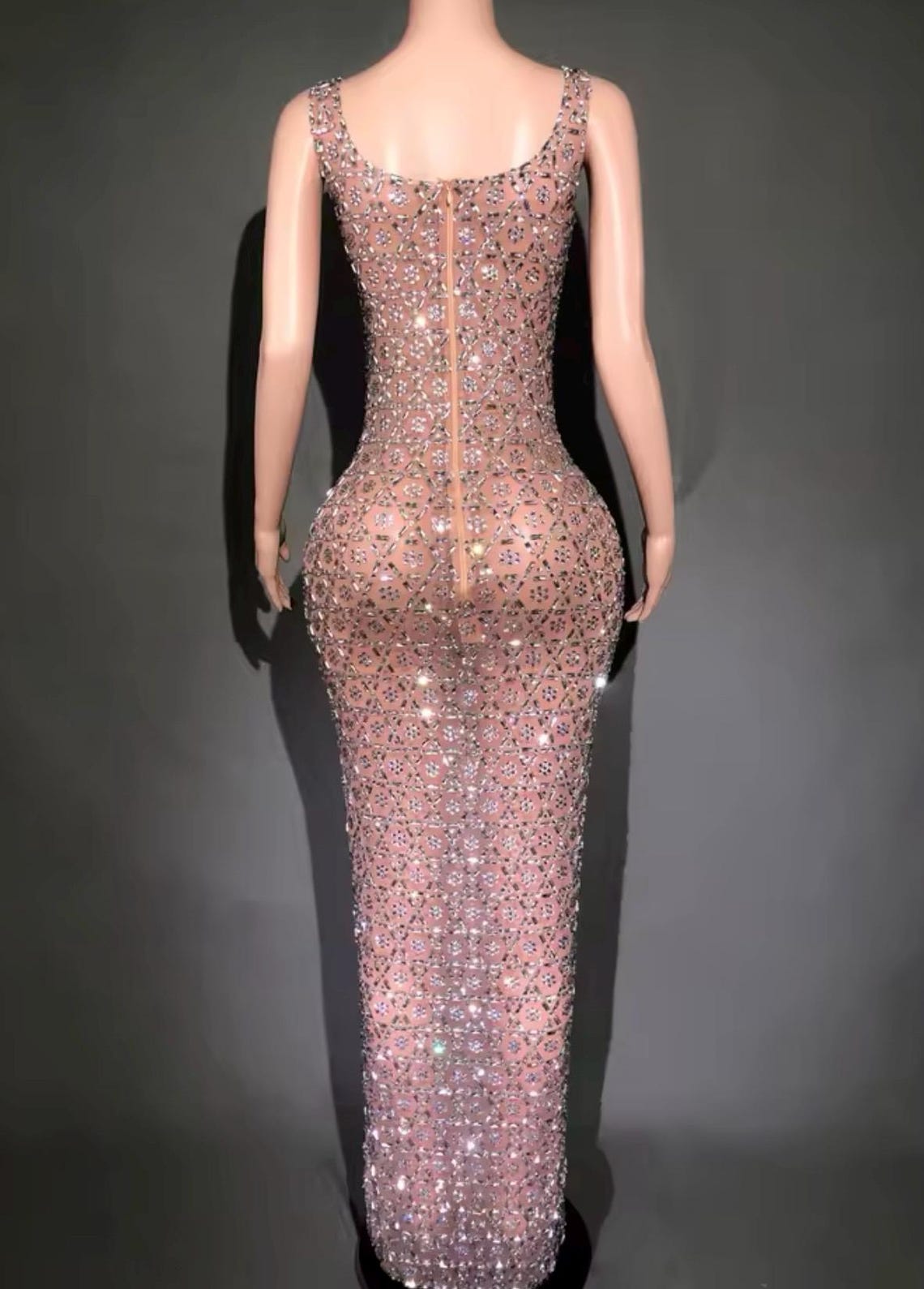 Sleeveless Rhinestone Crystal Maxi Dress - Etsy