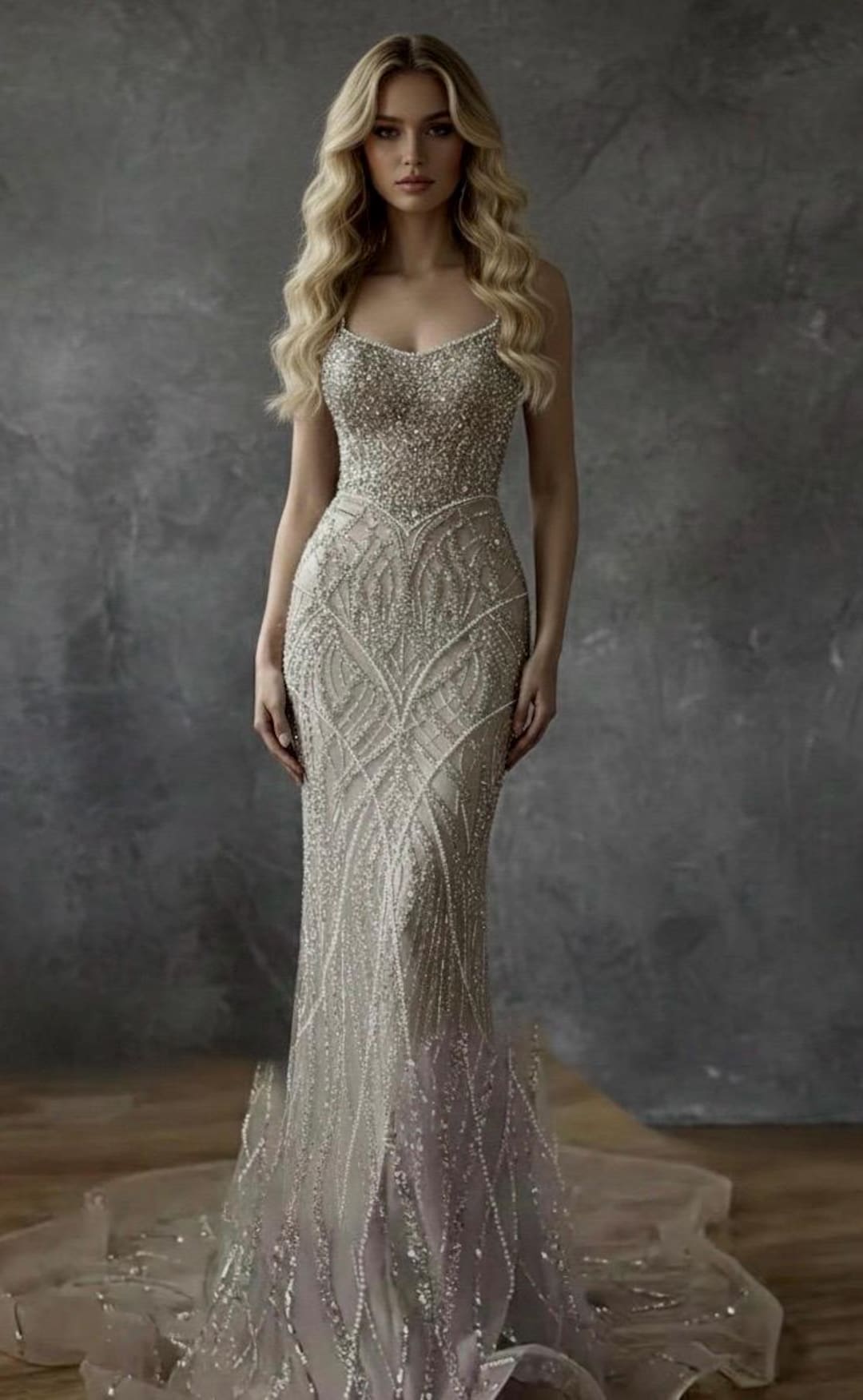 knee length dresses for ladies Jovani 42229 Long Fitted Beaded Mermaid Prom Dress