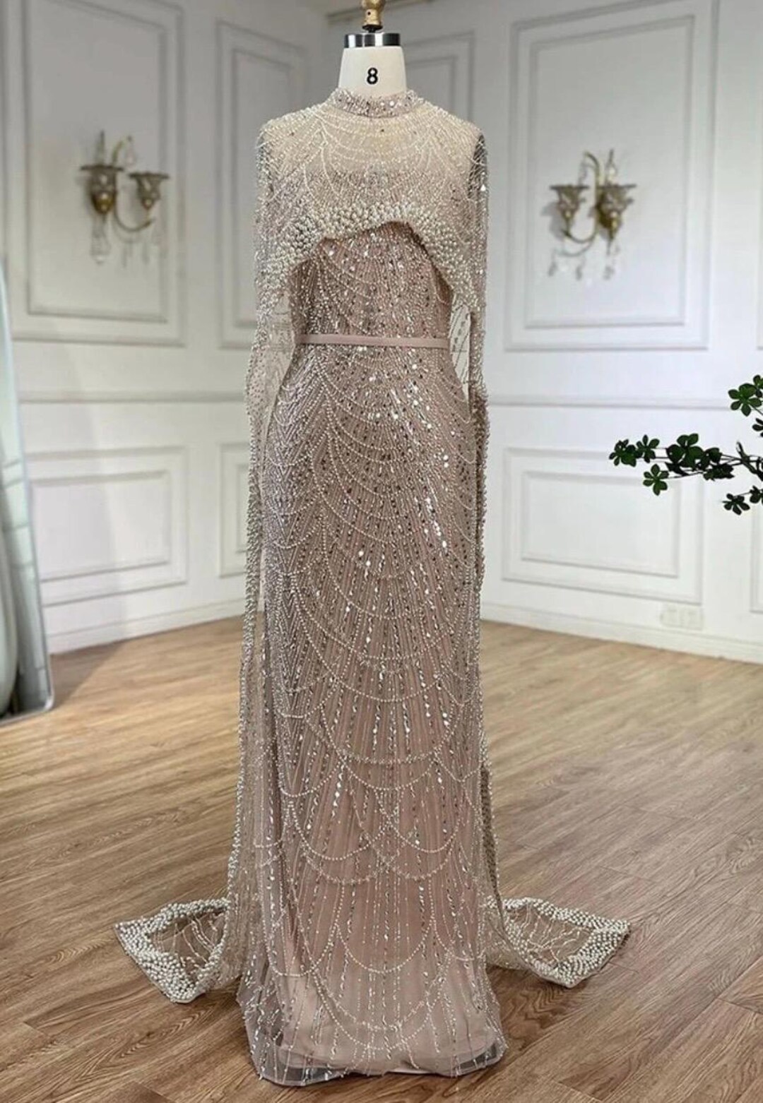 Beaded Sleeveless Layered Gown main image 0