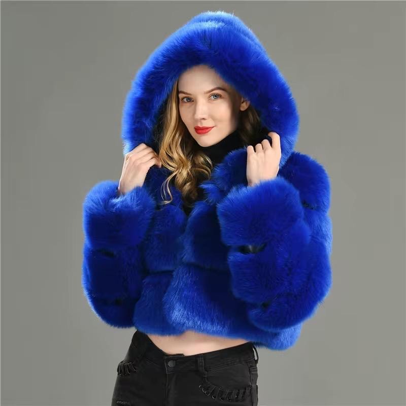 Cream fur cover up crop jacket main image 1