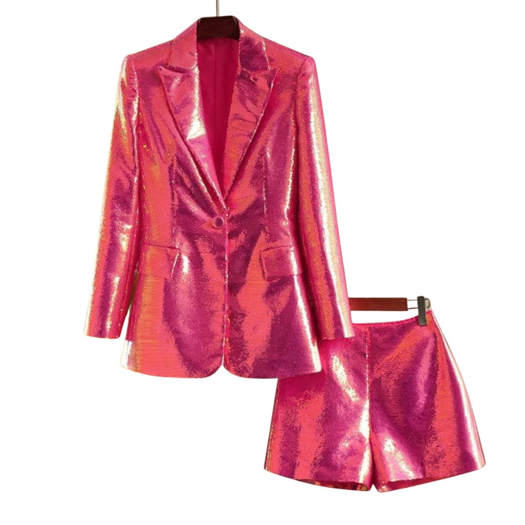 Pink sequin blazer womens sale